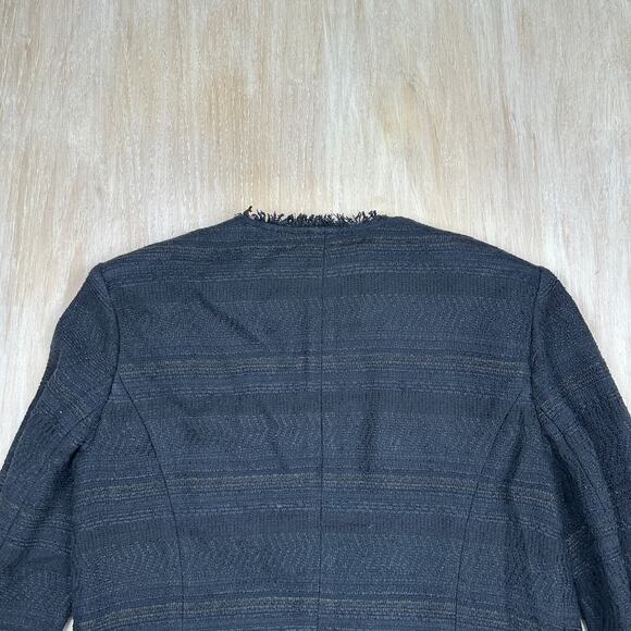 Banana Republic Tweed Fringe Open Front Chic Elegant Casual Work Blazer Jacket 4 - Picture 10 of 13